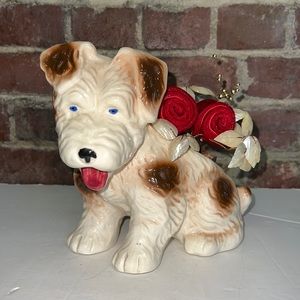 Vintage 1940's Carnival Prize Chalkware Scottish Terrier Puppy Dog planter